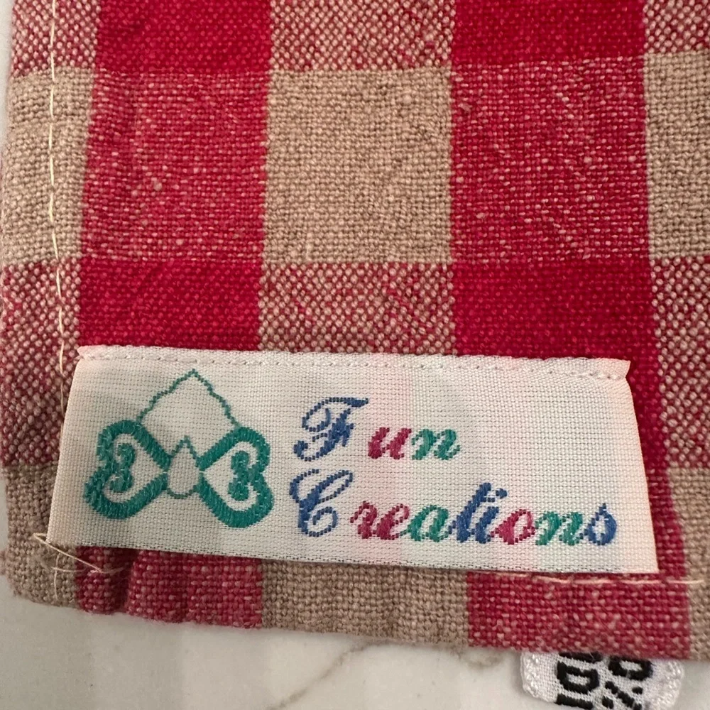Vtg Set of 2 1990's Fun Creations Christmas Plaid Dishtowel Plaid Buttons